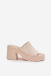 Women Sandals On Heel And Platform Beige Omeisa