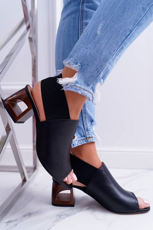 Laura Messi 1919 Leather Strapless Sandals Black