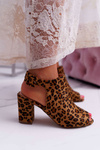 Women's Stiletto Sandals with Peep Toe Leopard Esta