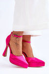 Fashionable Pumps On A Wide High Heel Fuchsia Madness