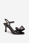 Patent Leather Heeled Sandals With Bow Black Noliva