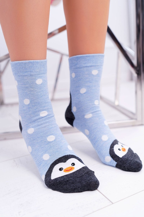 Women's Socks Blue With Penguin