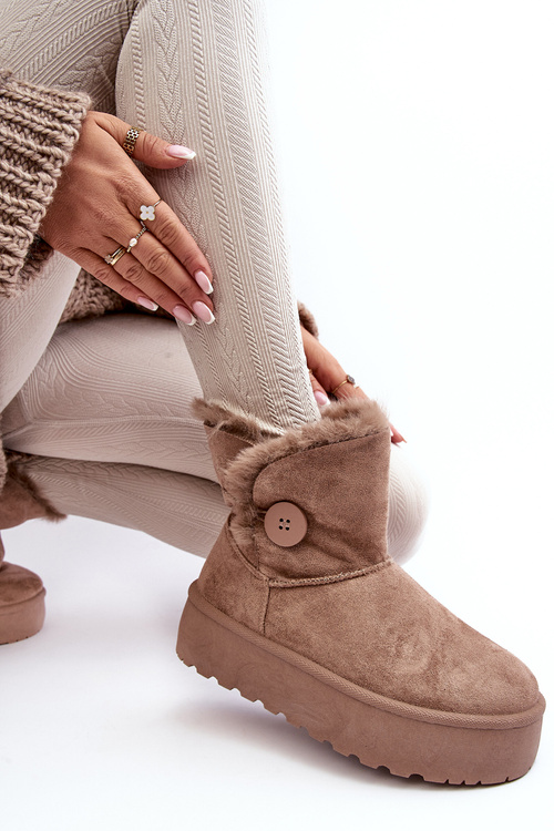 Women's Platform Snow Boots with Faux Fur Beige Wikasem