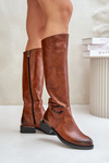 Zazoo 70140 Leather Knee High Women Boots Insulated Brown