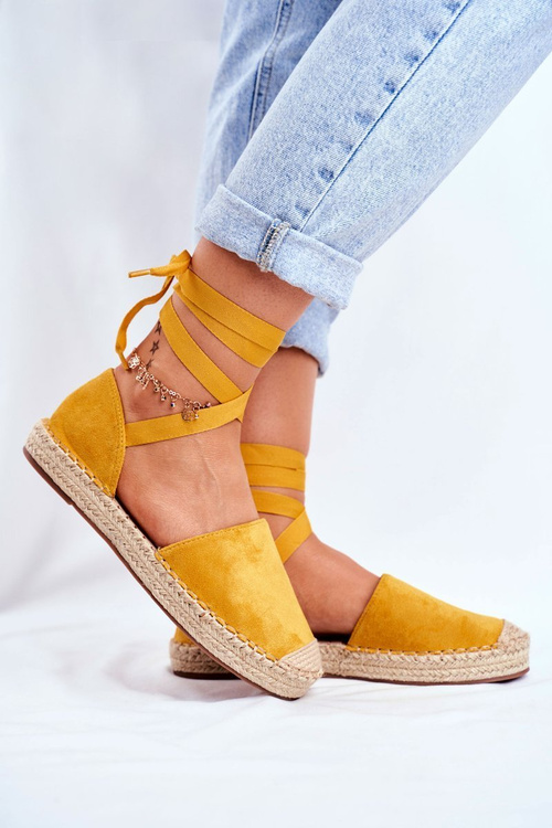 Women’s Espadrilles Laced Yellow Bonjour