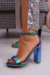Women's Stiletto Sandals Iridescent Petrol Green Bipper