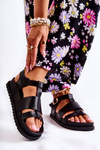 Leather Sandals On Platform Black Tessy