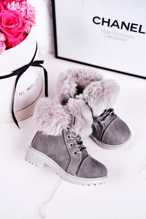 Children's Insulated Boots With Fur Grey Nella
