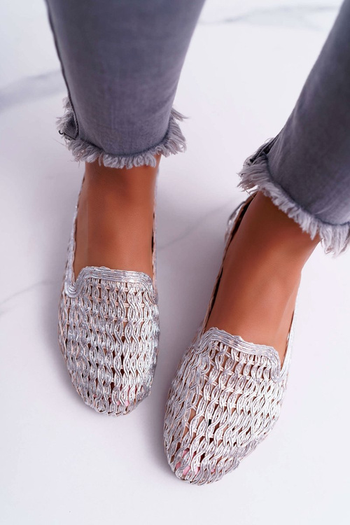 Lu Boo Women's Braided Ballerinas Silver 4Ever
