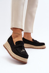 Women's Loafers with Woven Sole Black Torresia
