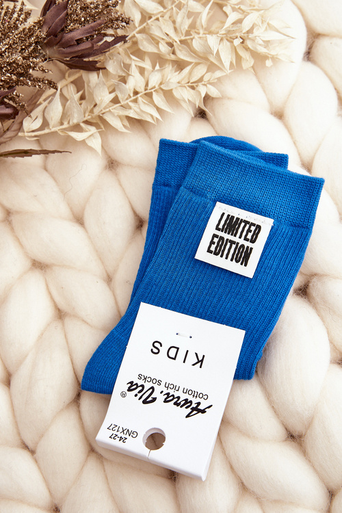 Children's Smooth Socks with Patch Blue