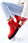 Platform Suede Lace-up Booties Red Nessa