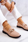 Leather Loafers With Chain Beige Killen 