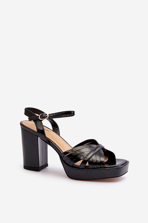 Black Women's Patent Sandals with Stiletto Heel D&A MR38-668