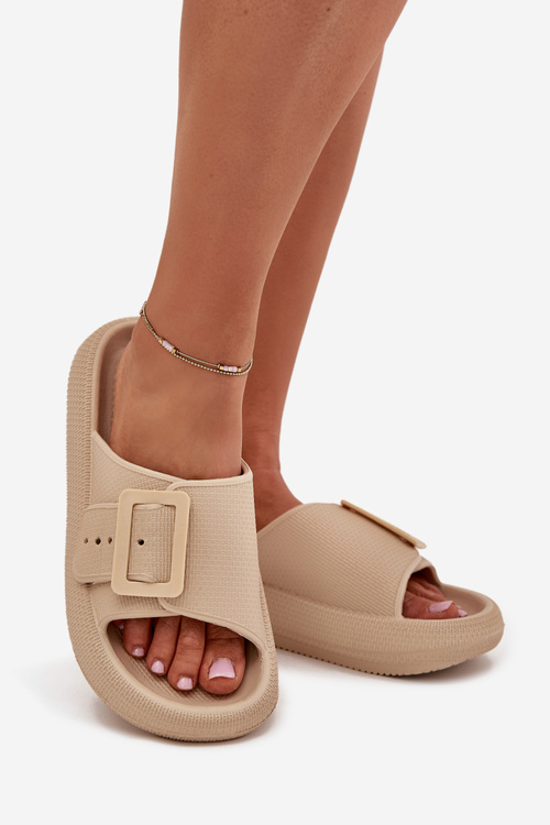 Women's Foam Slippers With Buckle Vinceza 75207 Beige