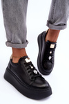 Buty Sportowe Skóra Platforma Maciejka 06191-01 Czarne
