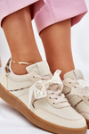 Low Women's Sneakers With Lace Leopard Beige Zielle