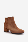 Eco Suede Ankle Boots With Heel Zipper Closure Camel Sairis