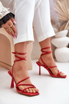 Stylish High Heels With Straps Red Saredi