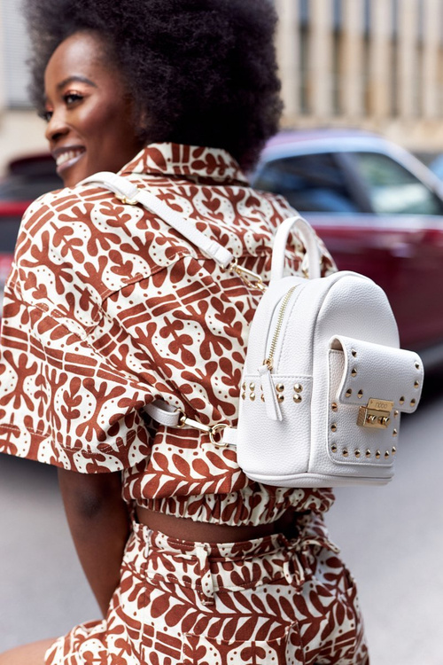 Women's Leather Backpack NOBO K4110 White
