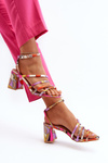 Patterned Sandals with Stiletto Heel Purple Jenglla