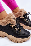 Women's Insulated Sports Boots Lace-Up Black and Beige Kerberos