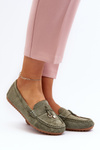 Women's Suede Classic Moccasins Green Ontala