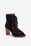 Heeled Sandals With Shaft And Lacing Black Ivelseki
