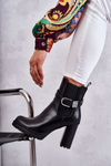 leather boots on a post with a decorative belt Black Maresol