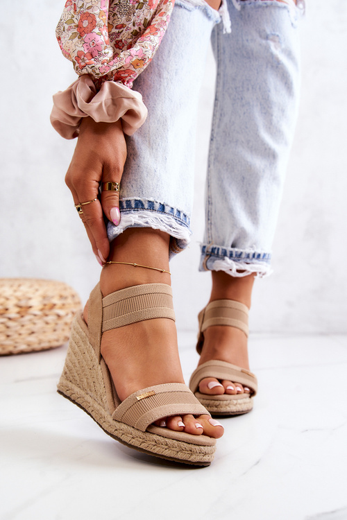 Women's Sandals On Wedge Big Star JJ274978 Beige