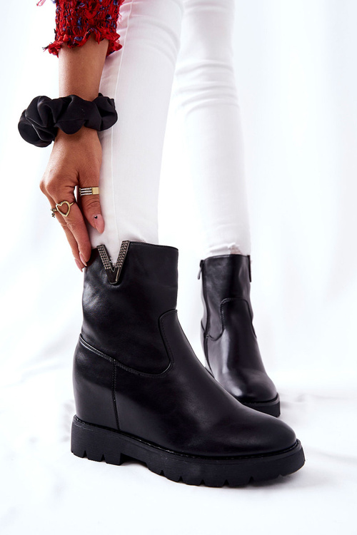 Hidden Heel Booties with Emblem Black Tivera