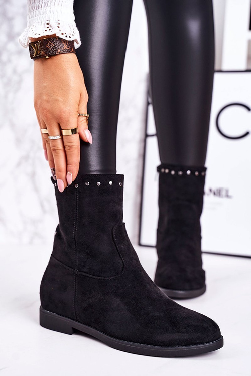 Women's Insulated Boots On A Wedge Suede Black Performance