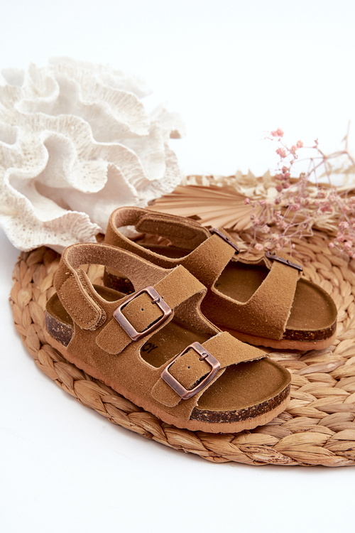 Children's Sandals on Cork Platform with Velcro Closure Camel Rorria