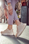 Fashionable Women's Sport Shoes Sneakers Beige Sollero