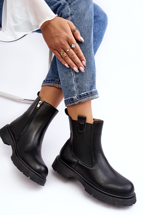 Women's black zip-up ankle boots Ramhel