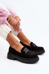 Women's Black Loafers With Chain Mevre