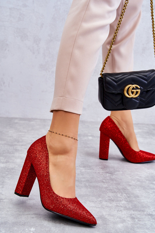 Shiny Pumps On Heel Red Elmira