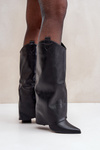 Slip-on boots with folded shaft on heel black Rialivia