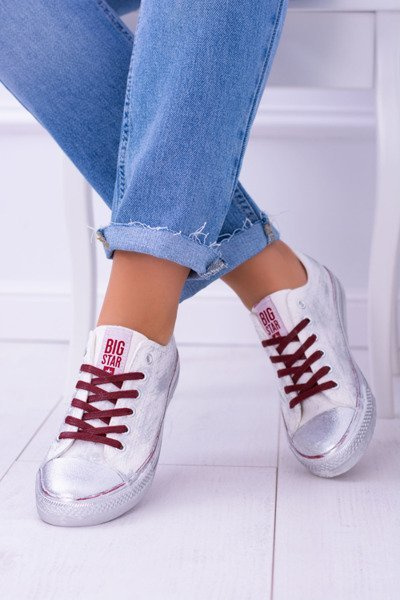 Big Star White Silver Plated Tennis Sneakers BB274014