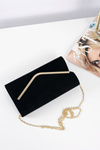 Women's Black Suede Clutch with Decoration