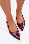 Lacquered Ballerinas On Low Heel Burgundy Testori
