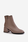 Elegant Warm Ladies Boots Made Of Natural Leather Beige Vinceza 77106