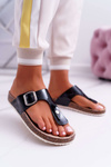 Women's Flip Flops On Cork Lacquered Black Palette