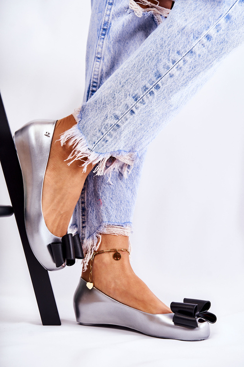 Women's Rubber Ballerinas With A Bow Silver Florret