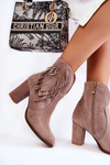 Women's Suede Booties Lewski Shoes 3093 Cappucino