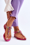 Women's Sandals Flip Flops With Stones Fuchsia Lenisa