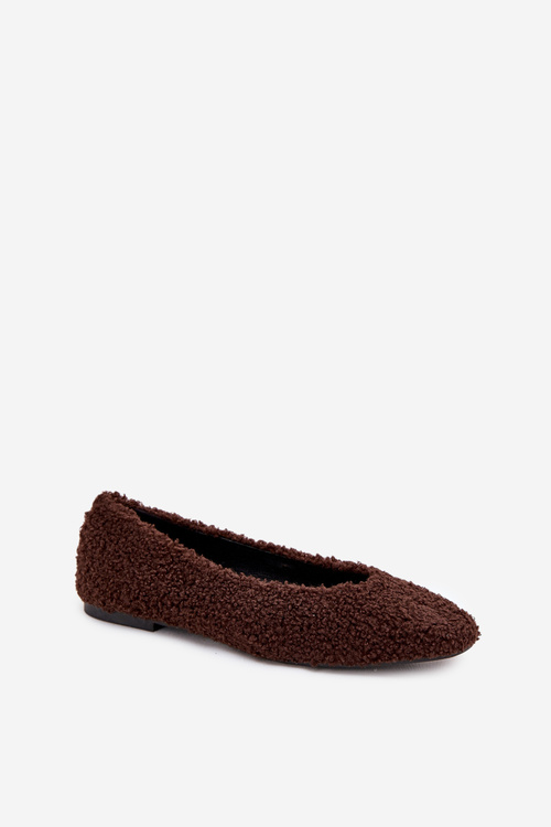 Ladies Ballet Flats With Sheepskin Chocolate Zimira