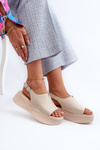 Women's Leather Platform Sandals D&A SJ2301-2 Beige