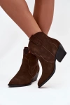 Slip-on Women's Cowboy Boots Made of Natural Suede Chocolate Beretta