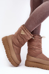 Women's snow boots on thick sole in dark beige Lureta